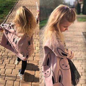 girl’s sweater cardigan with bunny rabbit print 4T